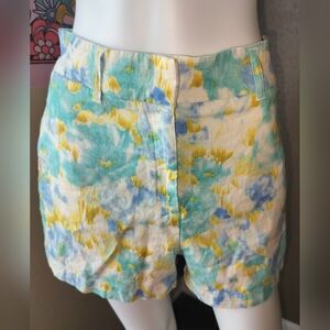 Christian Lacroix Watercolor Linen Blend Shorts Sz S